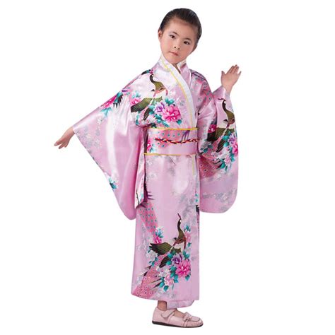 Buy Japanese Traditional Dress Kimono Robe for Kids Girls Costume 4-5 ...