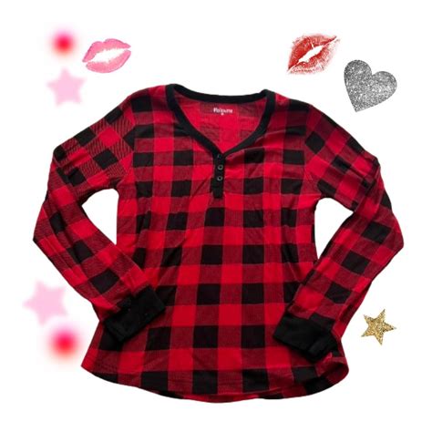 Black and red flannel pajama shirt • never... - Depop