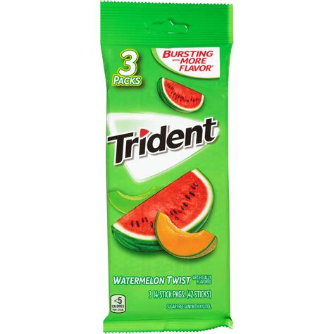 Trident Sugar-Free Watermelon Twist Flavor Gum, 14 Pieces, 3 Count ...
