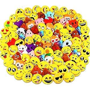 LQB Emoticon Party Favors, Emoticon Keychain 100 Pack Mini Plush ...