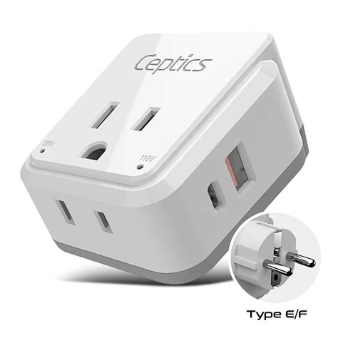 Germany, Korea Travel Adapter Set | Type E/F - USB & USB-C Ports + 2 US ...