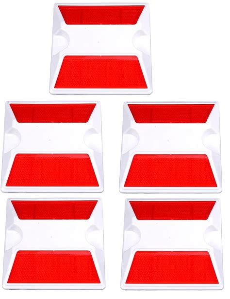 Road Reflector, white Plastic Reflective Studs Road Safety Base with ...