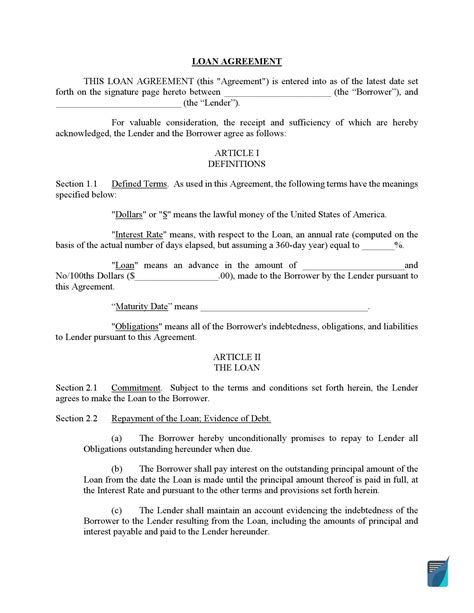 Loan Agreement 48+ FREE Loan Agreement Samples To Download