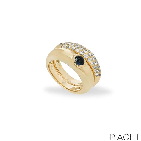 Piaget Yellow Gold Sapphire & Diamond Double Ring | Rich Diamonds