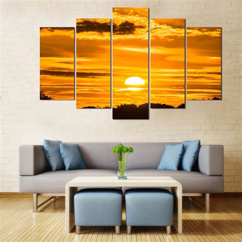 WENS Velvet Laminated Nature's Beauty 5 Panels Framed Wall Art (24x40 ...