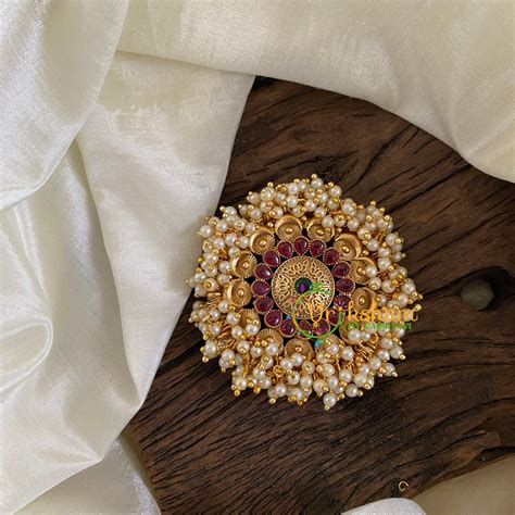 Antique Cluster Pearl Billai Red Green Jada Billai Hair Accessory ...