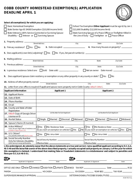 Cobb County Georgia Homestead Exemption Form - Fill Out and Sign ...