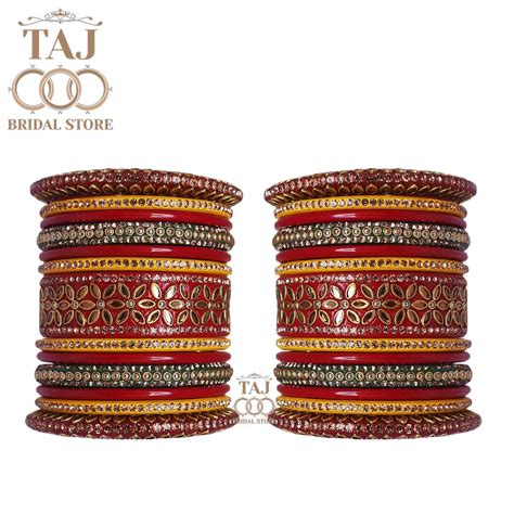 Royal Rajasthani Lac Bangle Set with Best Kundan Design – Taj Bridal Store