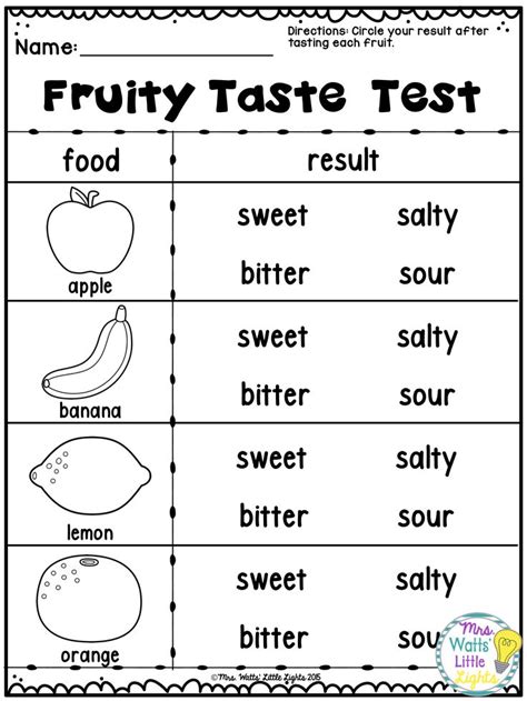 Image result for Taste Test Worksheet