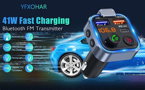 YFXOHAR Car FM Transmitter, Wireless Bluetooth 5.0 Radio Adapter Car ...