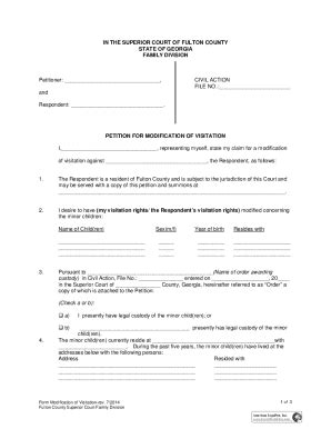 Fillable Online Petition for Modification of Visitation in Fulton ...