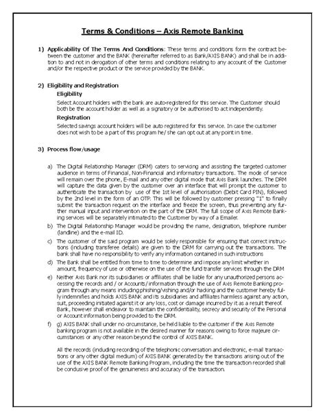 Axis remote banking terms and conditions - Terms & Conditions – Axis ...
