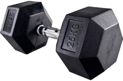 FITNESS WORLD Rubber Hexagonal Dumbbells Pair, 25 Kg Each Fixed Weight ...