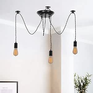 Buy Homesake® 3-Arms Spider Chandelier Lamp, Vintage Edison Style E 27 ...