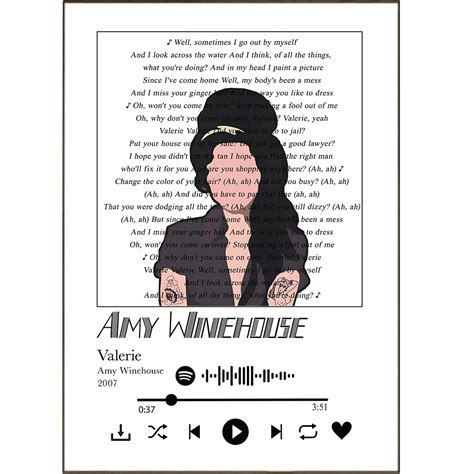MUSIC FAN? Amy Winehouse - Valerie Song Lyrics | Wall Art Unique ...