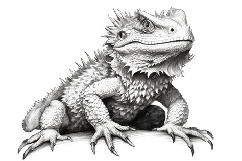 Premium AI Image | Cute Bearded Dragon drawing on white background ...
