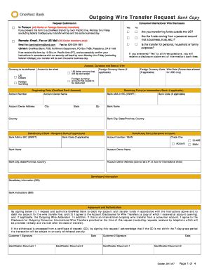 Outgoing Wire Transfer Request Form - Blank Fillable Template | Fill ...