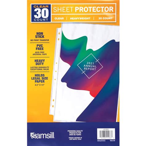 Samsill 30 Pack Legal Size Sheet Protectors, 8.5x14 ClearLegal Sheet ...