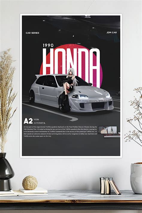 Honda Civic EG6 | A2 (NieR: Automata) | Anime Car Poster – ThePosterPalette