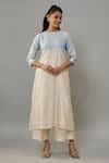 Buy Ivory Handloom Cotton, Chanderi Pearls Boat Neck Embroidered Kurta ...