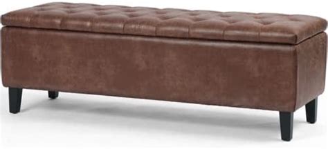 MODERN WAVE Marco Large Fabric Upholstered Flip Top Storage Bench 3 ...