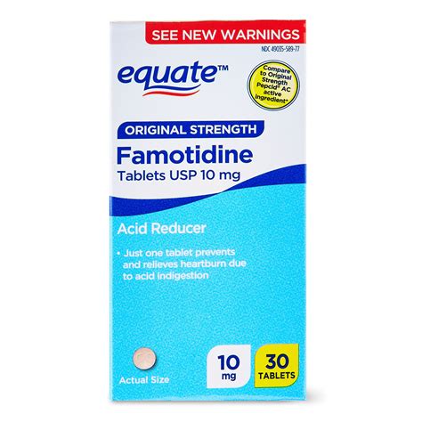 Equate Original Strength Famotidine 10mg Tablets, 30 Count, Compare to ...