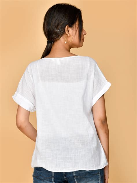 Pure Cotton White Shirt Style Formal Top – Silvermerc Designs
