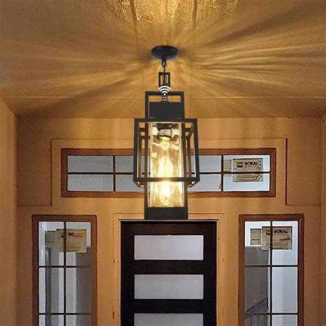 PARTPHONER 15" Dusk to Dawn Outdoor Pendant Light Exterior Hanging ...
