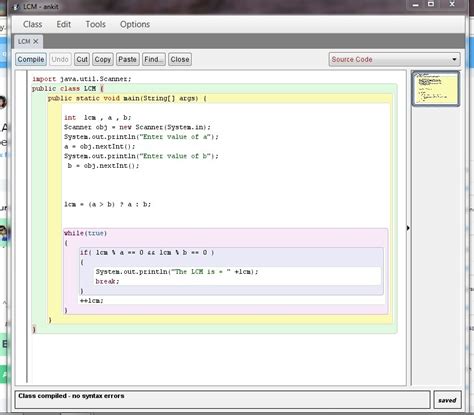 WAP to input two numbers(Scanner class) and calculate their LCM value ...