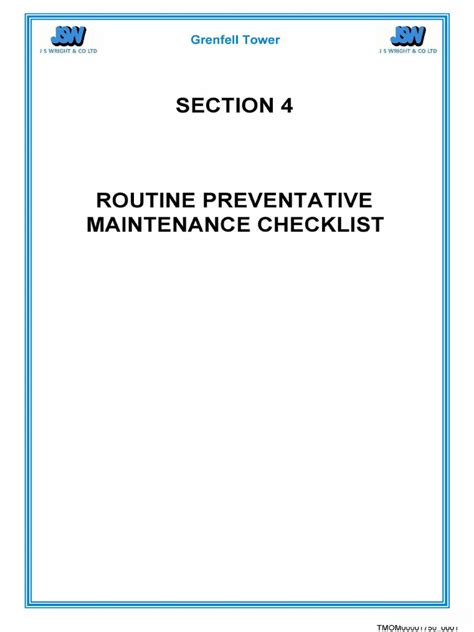TMOM00001750_Routine Preventative Maintenance Checklist | PDF