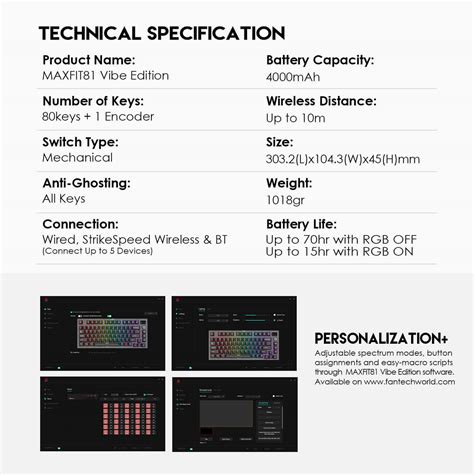 FANTECH MAXFIT81 MK910 VIBE EDITION VIBRANT UTILITY RGB Tri-mode ...