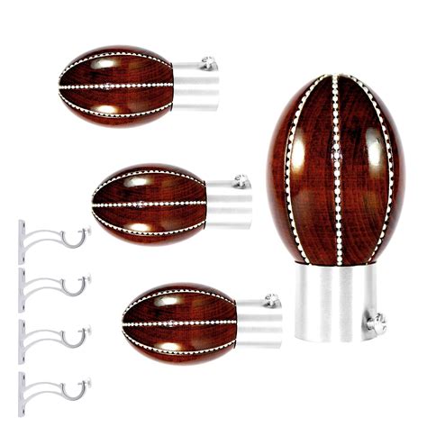 H. Sons Wooden Curtain Finials (Curtain Brackets or Knobs) with Wall ...