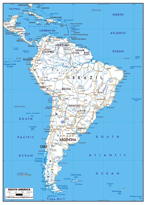 Gran hoja de ruta de América del Sur con las principales ciudades | América del Sur | Mapas del ...