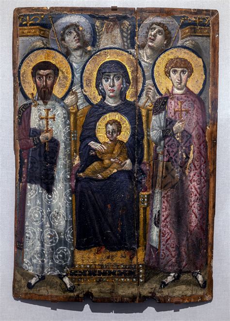 Virgin And Child With Saints And Angels Byzantine Icon