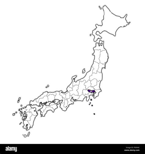 flag of tokyo prefecture on map with administrative divisions and borders of japan Stock Photo ...