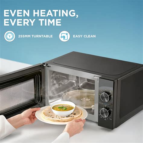 Midea 20L Solo Microwave Oven (MMO20CXAMMPEBK, Black, 5 power levels ...