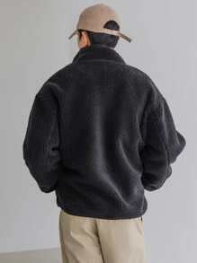 DAZY Men Drop Shoulder Zipper Teddy Jacket | SHEIN USA