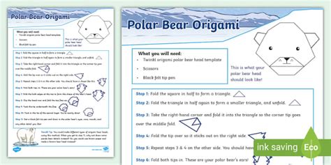 Origami Polar Bear Head Tutorial Craft (teacher made)