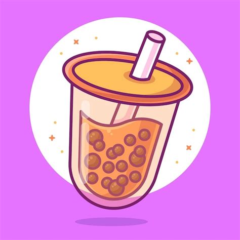 Bubble tea with ice cream illustration drink or beverage logo vector ...