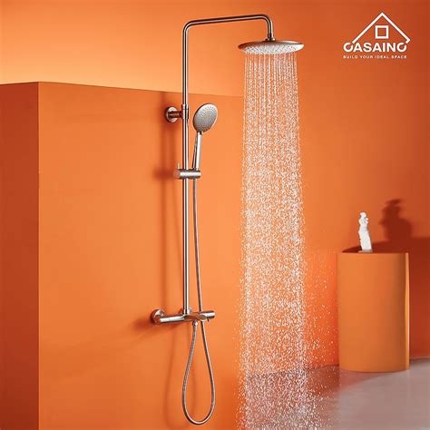 CASAINC Brushed Nickel 9-in Waterfall Dual Head Shower Faucet Bar ...
