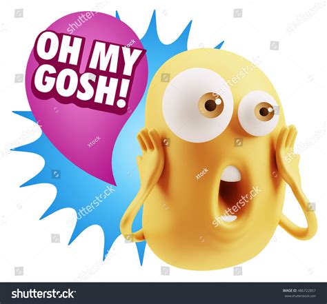 3d Rendering Surprise Character Face Emoticon Stock Illustration ...