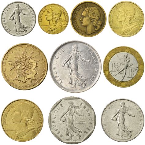 10 France Coins | French Currency Collection | 5 10 20 Centimes 1 1/2 2 5 10 Francs | Foreign ...