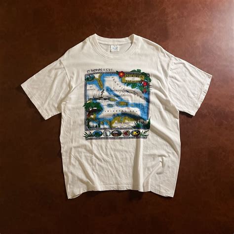 Jual Kaos Vintage 90s St. Thomas Islands Map - Large | Shopee Indonesia