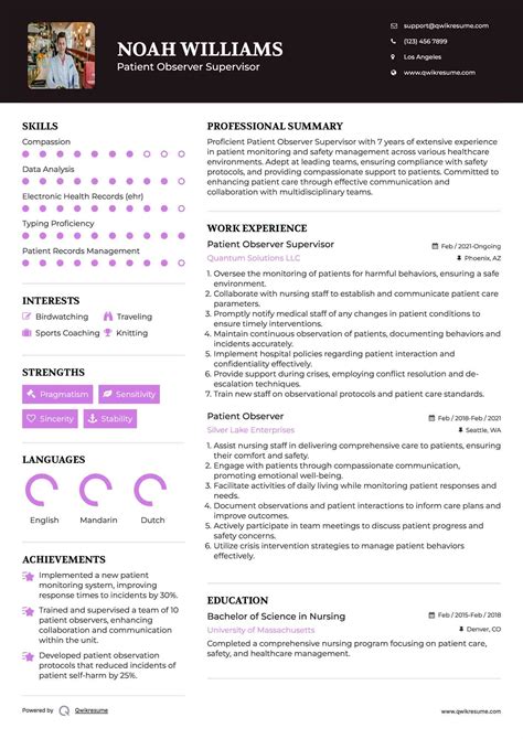 10+ Patient Observer Resume Samples & Templates for 2025