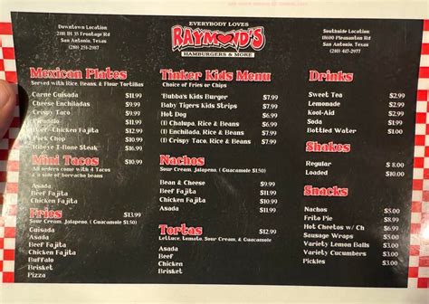 Online Menu of Everybody Loves Raymonds Tacos Restaurant, San Antonio ...