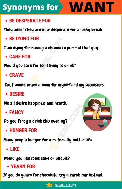 105+ Synonyms for "Want" with Examples | Another Word for “Want” • 7ESL