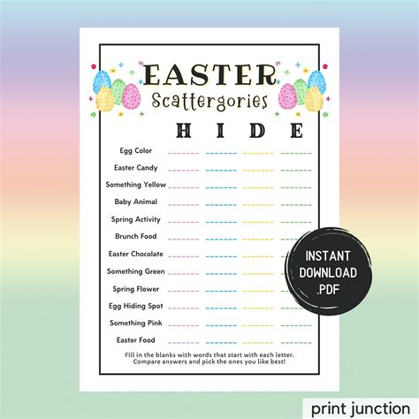 Easter games easter scattergories spring scattergories game printable ...