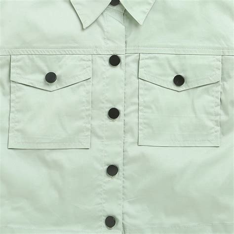 Tiny Girl Extended Sleeves Solid Pocket Detail Top - Pista Green