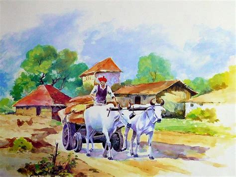 DollsofIndia Bullock Cart - 22 x 28 inches - Unframed Poster (RV26 ...