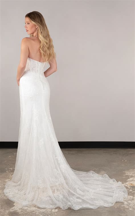 Luminous Lace Corset Strapless Bridal Gown | Style D4091